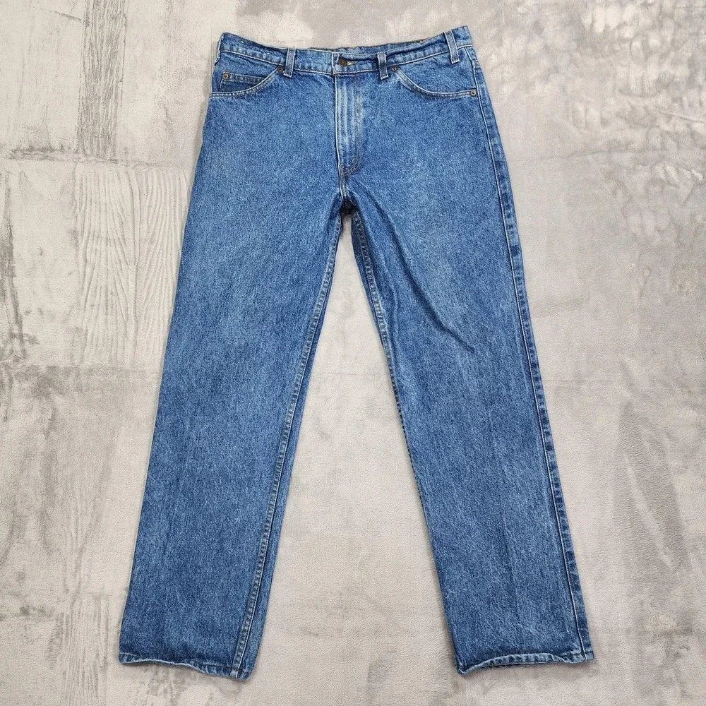 Vintage Levi's Jeans Mens 36x31 Blue Two Horse Straight Leg Leather Tab USA 90s‎